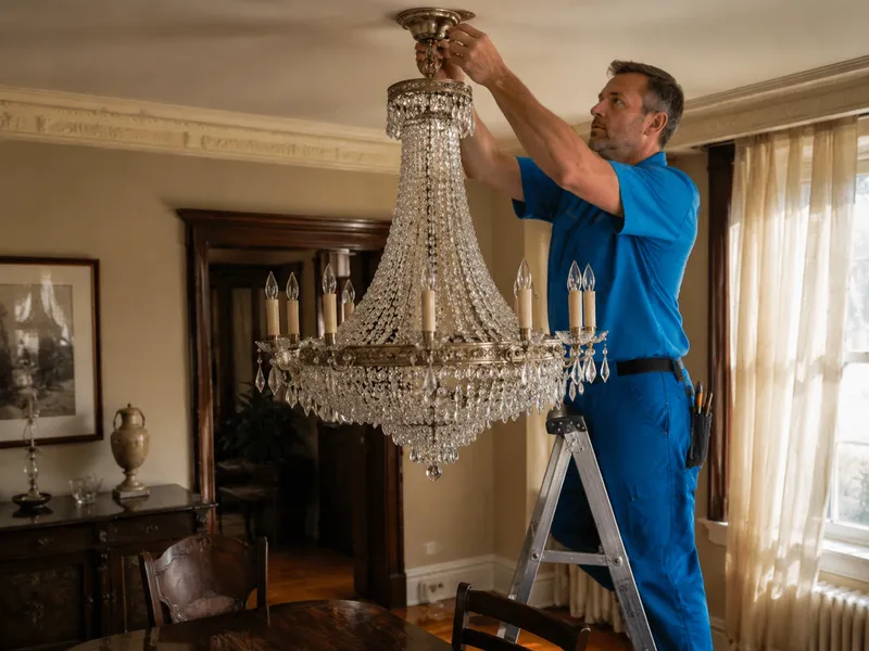 Manhattan pre-war apartment chandelier