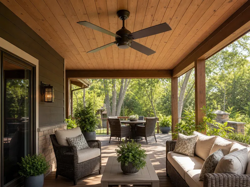 Outdoor-rated ceiling fan