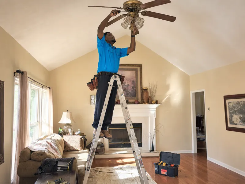 Chandelier fan, Staten Island vaulted ceiling