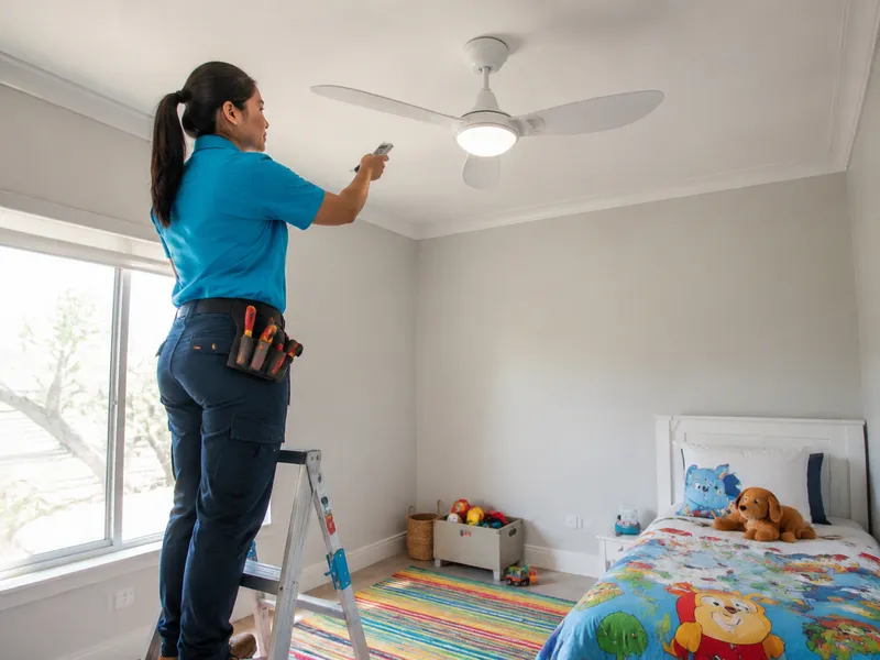 Remote fan, child's bedroom