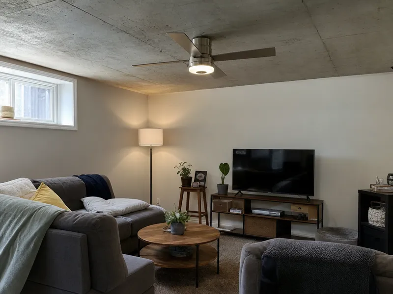 Concrete ceiling, Queens basement