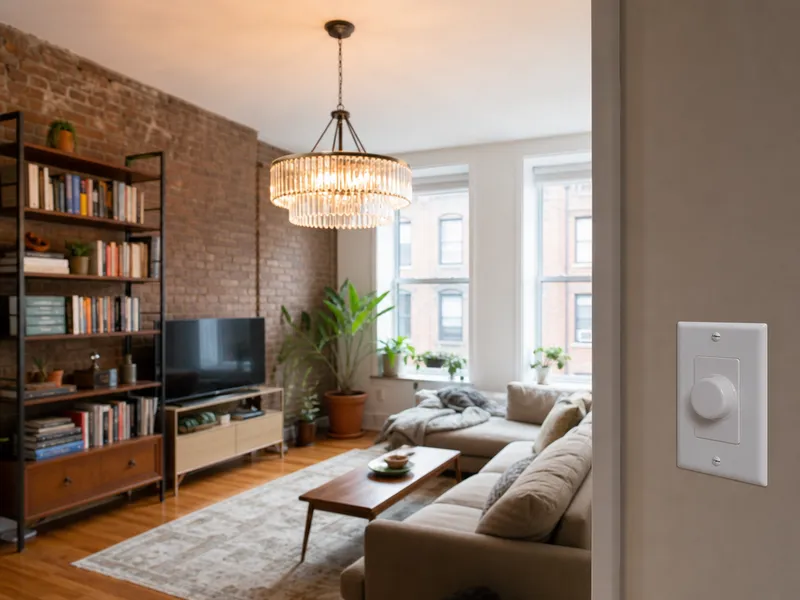 Chandelier with dimmer, Brooklyn apartment