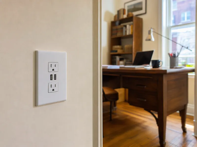 USB outlet, Brooklyn home office