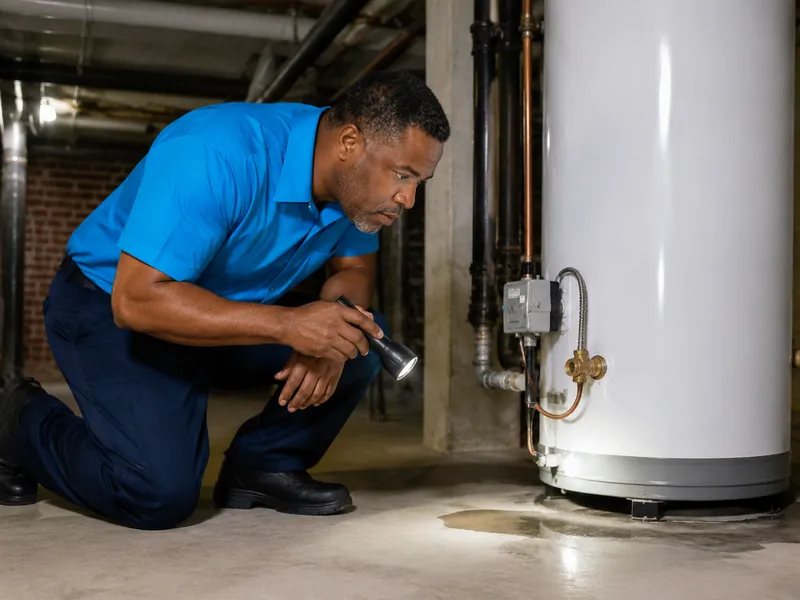 Gas water heater leak detection