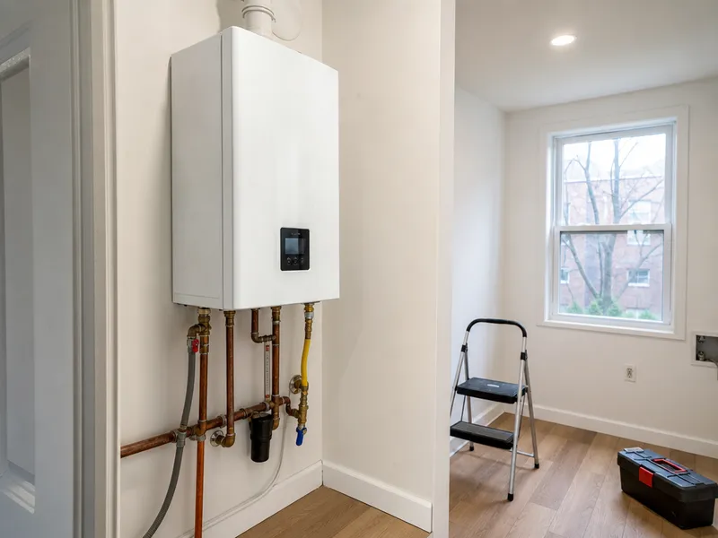 Tankless gas water heater, Queens