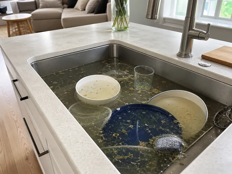 Clogged kitchen sink