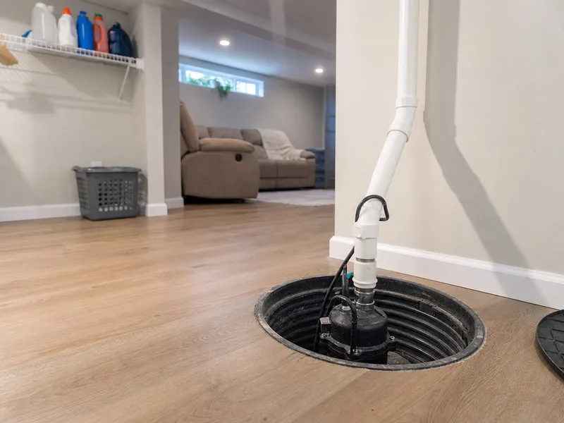 Finished basement sump pump