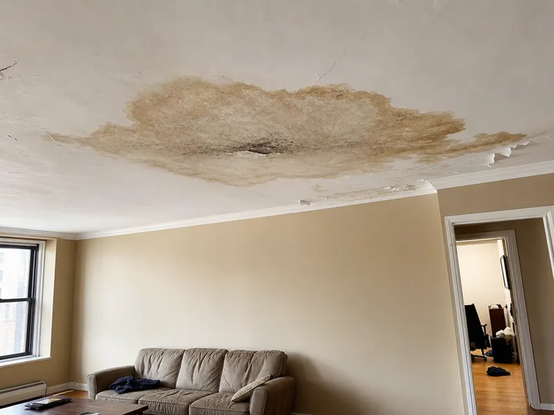 Visible water stain on ceiling