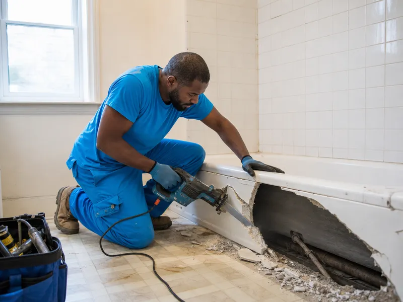 Fiberglass tub, Bronx apartment