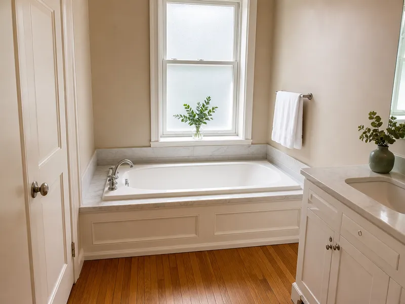 Drop-in tub with tile surround, Manhattan condo