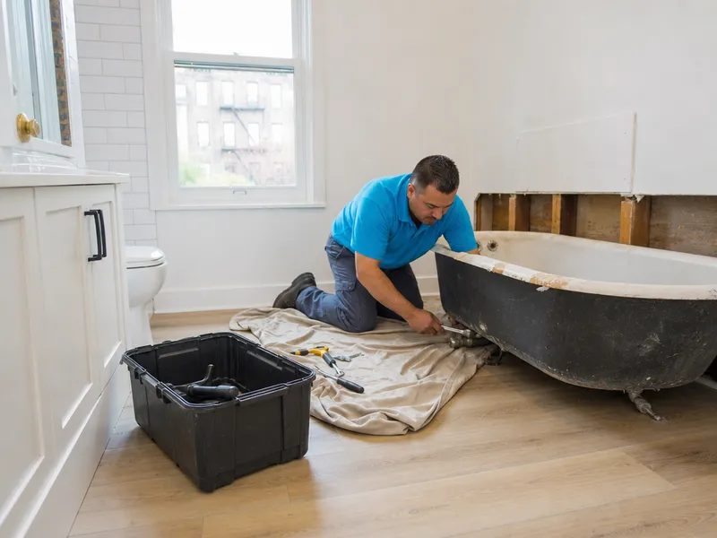 Old tub removal and alcove install, Bronx apartment