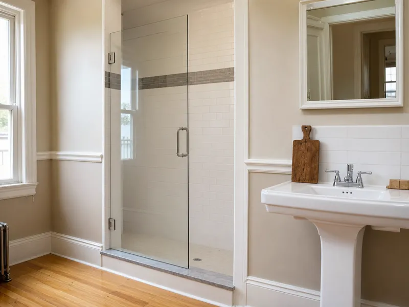 Framed sliding door, Queens row house