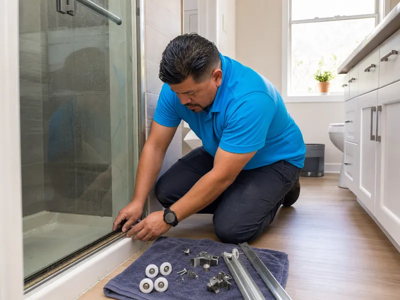 Heavy glass sliding door, Bronx co-op