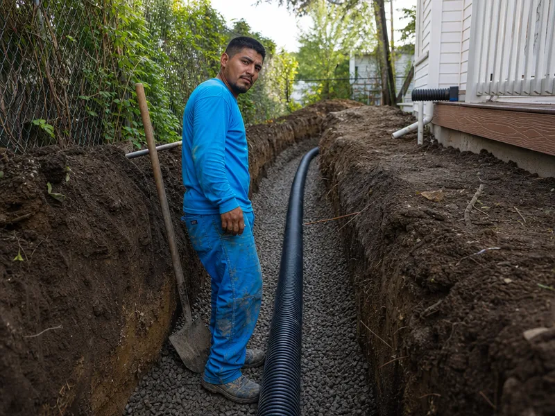 French drain installation
