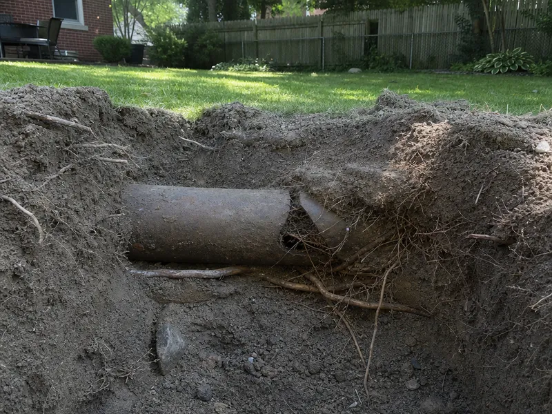 Tree root intrusion in main line