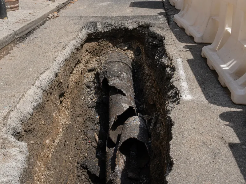 Collapsed drain pipe