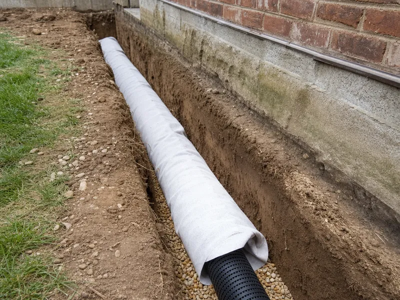 Exterior French drain