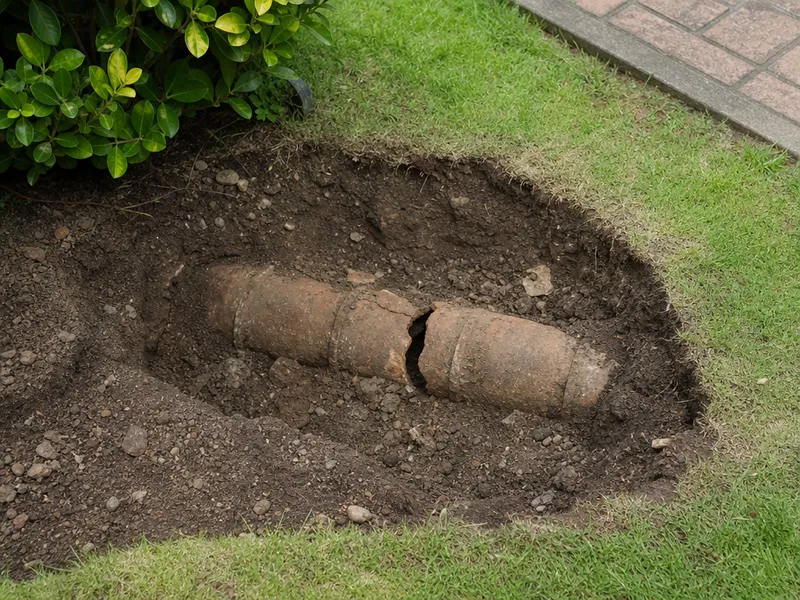Broken storm drain pipe