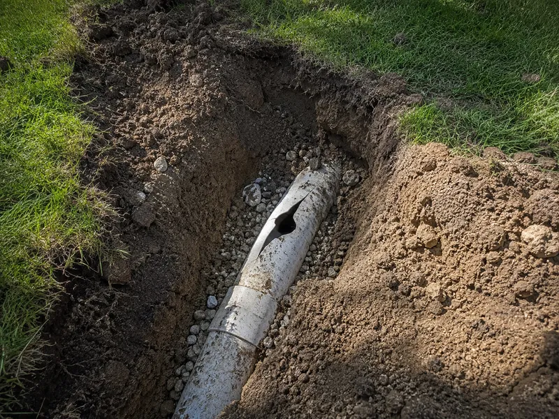 Broken drain tile pipe