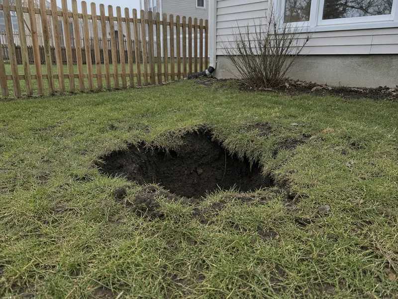Sinkholes or depressions in yard