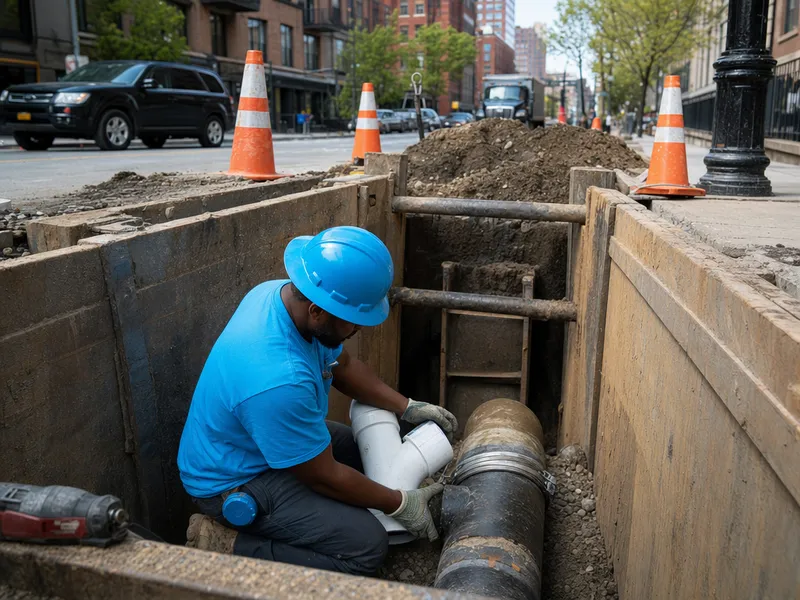 Sewer connection to city main