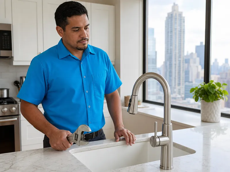 Kitchen faucet, Manhattan high-rise