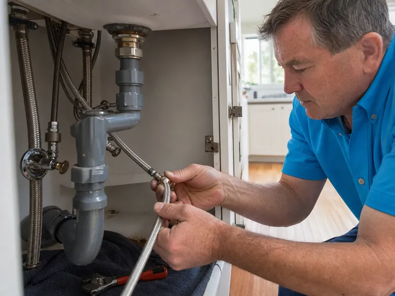Supply line under sink