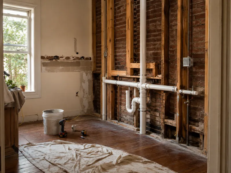 Drain relocation, Brooklyn remodel