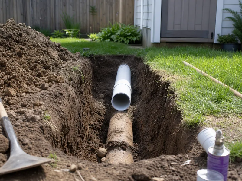 Queens single-family home, sewer pipe