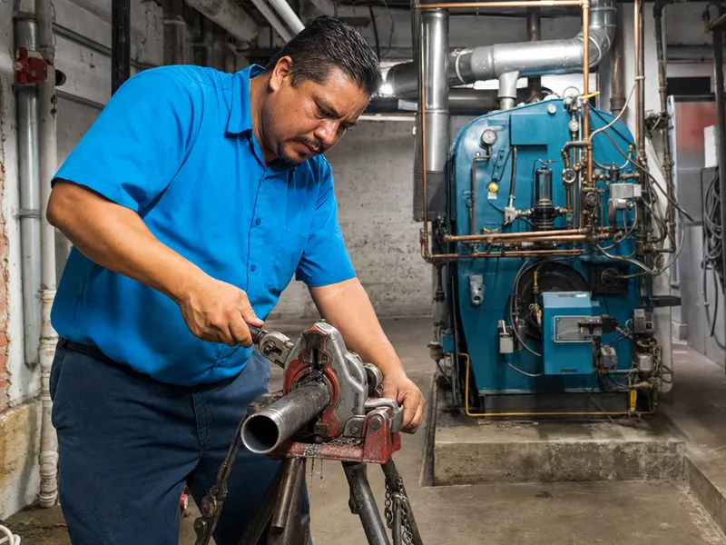 Pipe threading for boiler connections