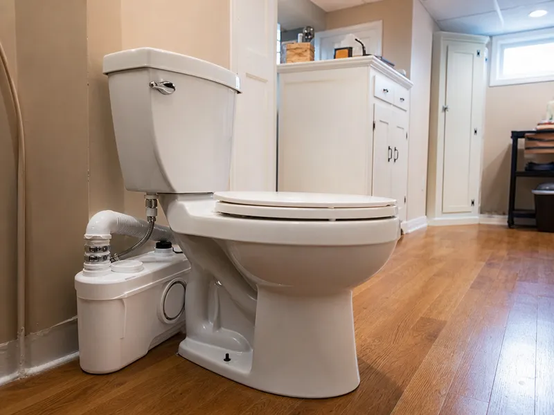 Upflush toilet, finished basement