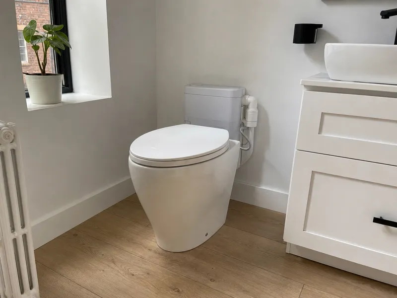 Macerating toilet, new half-bath