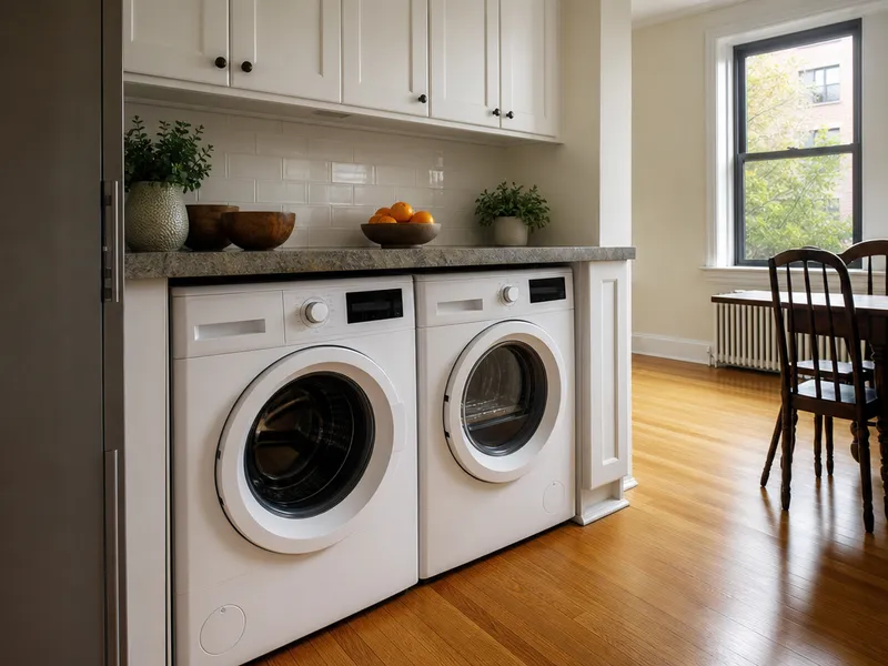 Washer dryer in kitchen installation