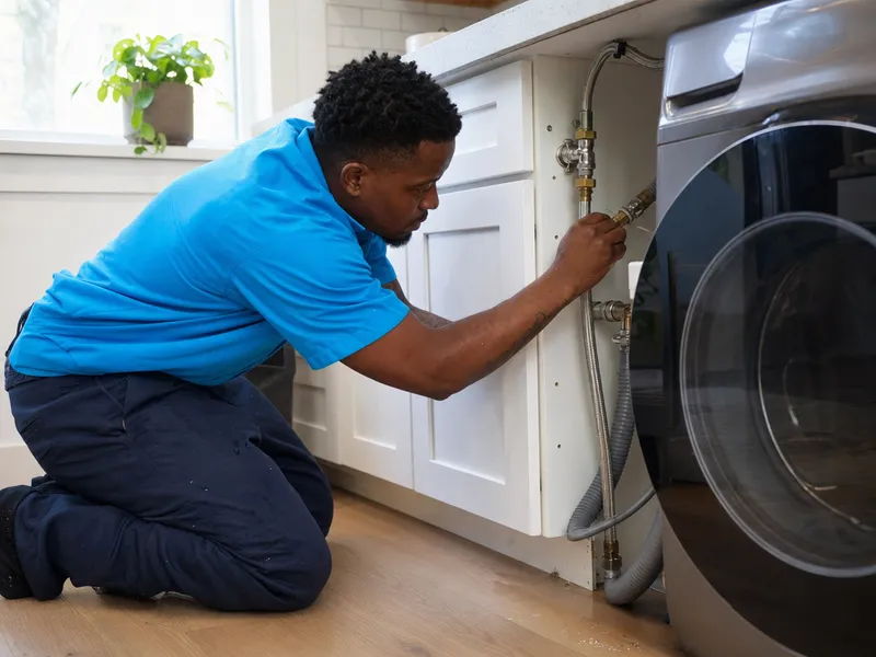Compact washer dryer in Staten Island kitchen