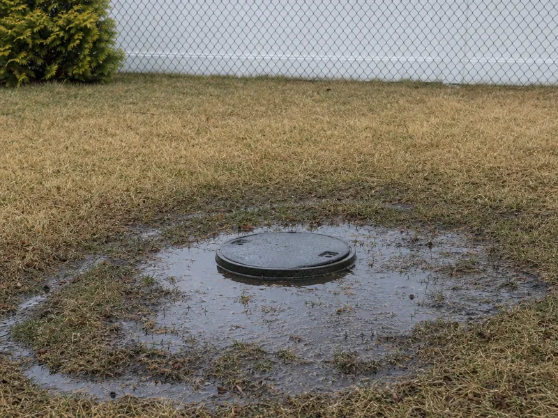 Standing water near septic tank