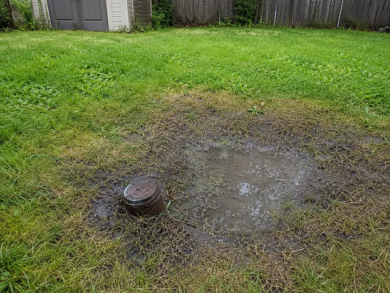 Sewage pooling in yard
