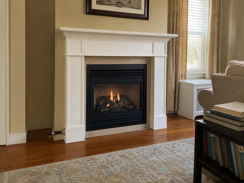 Gas fireplace, Staten Island living room