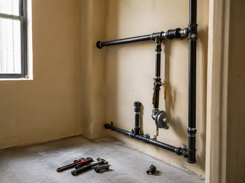 Gas line repair, Bronx pre-war building