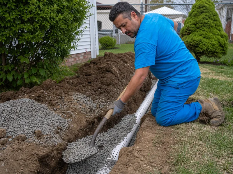 French drain installation