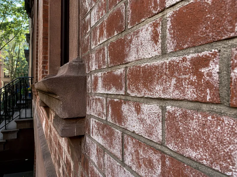 Efflorescence on brick walls