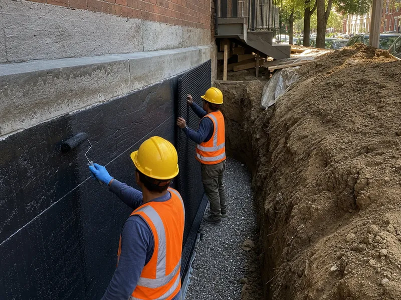 Exterior foundation waterproofing