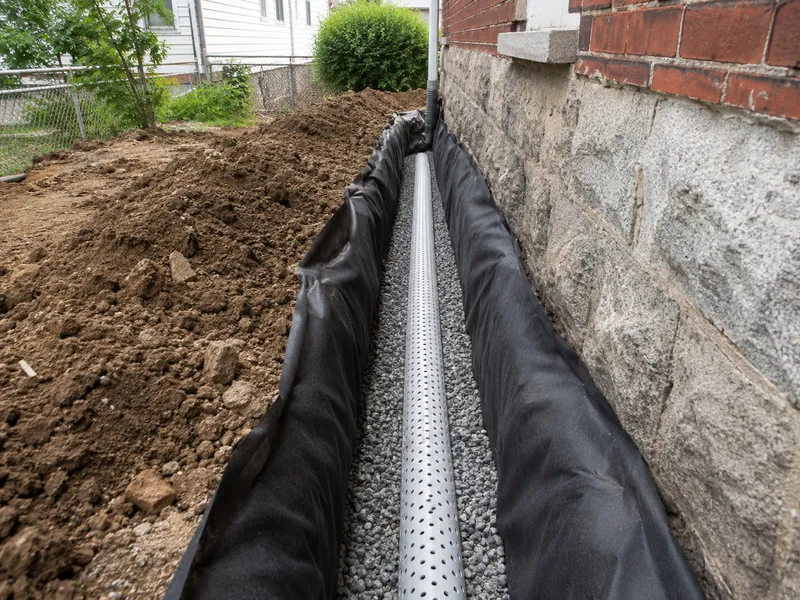 French drain installation