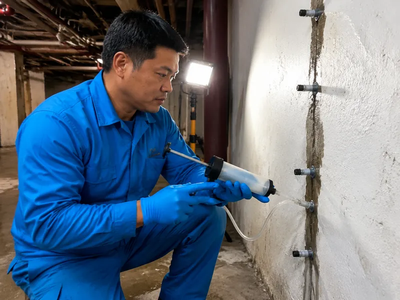 Foundation crack injection