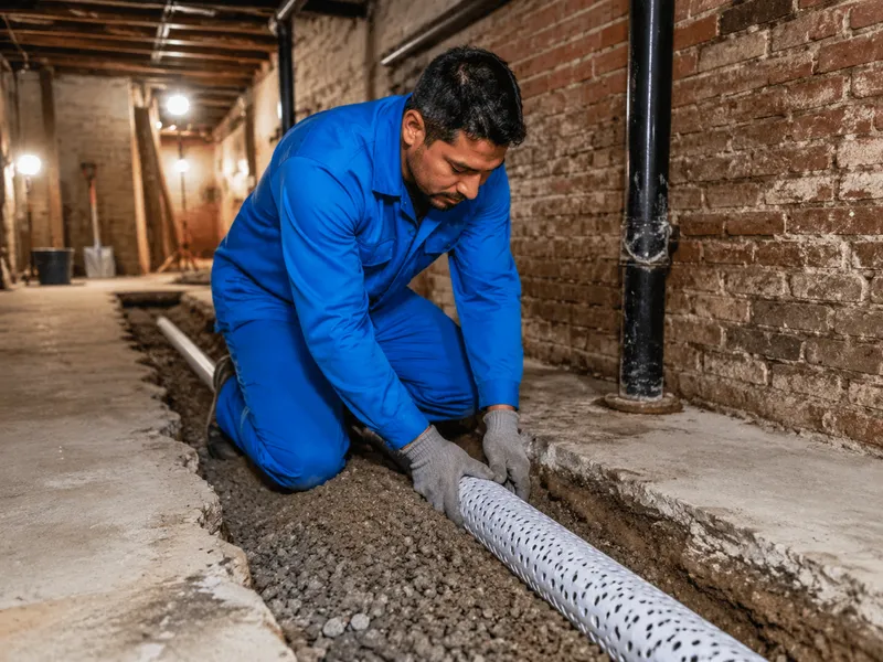 French drain installation