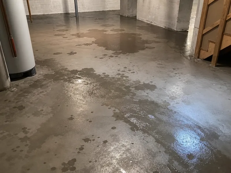 Damp concrete floor