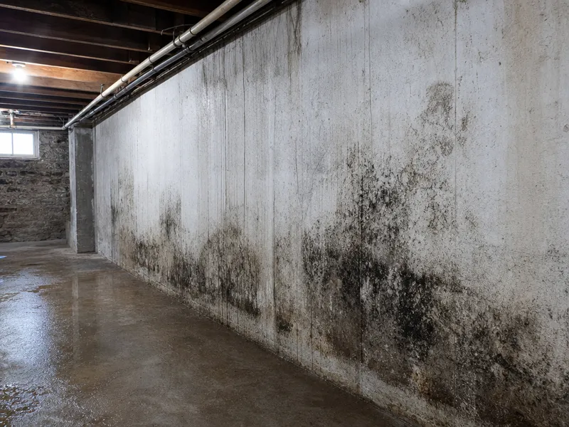 Moldy basement due to moisture