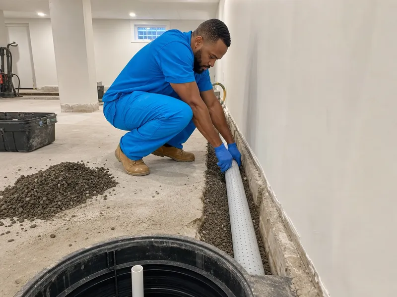 Interior drain tile system