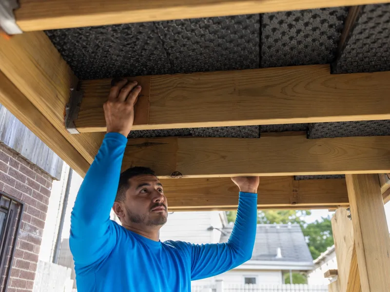Deck drainage system installation