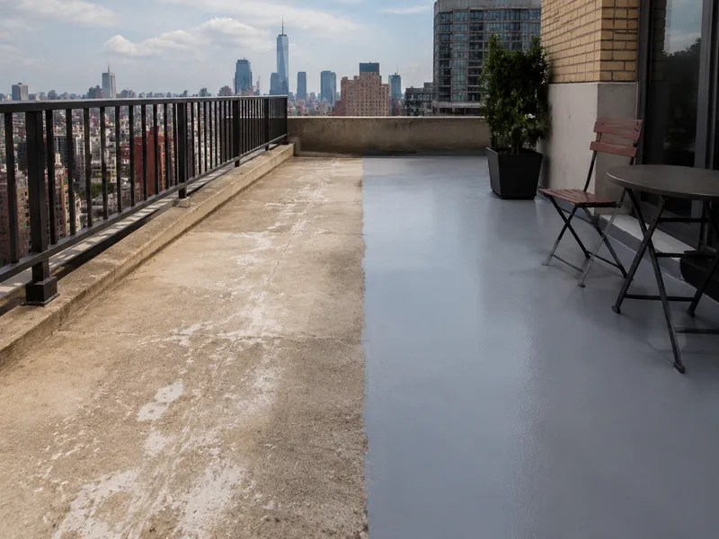 Concrete balcony, Manhattan high-rise