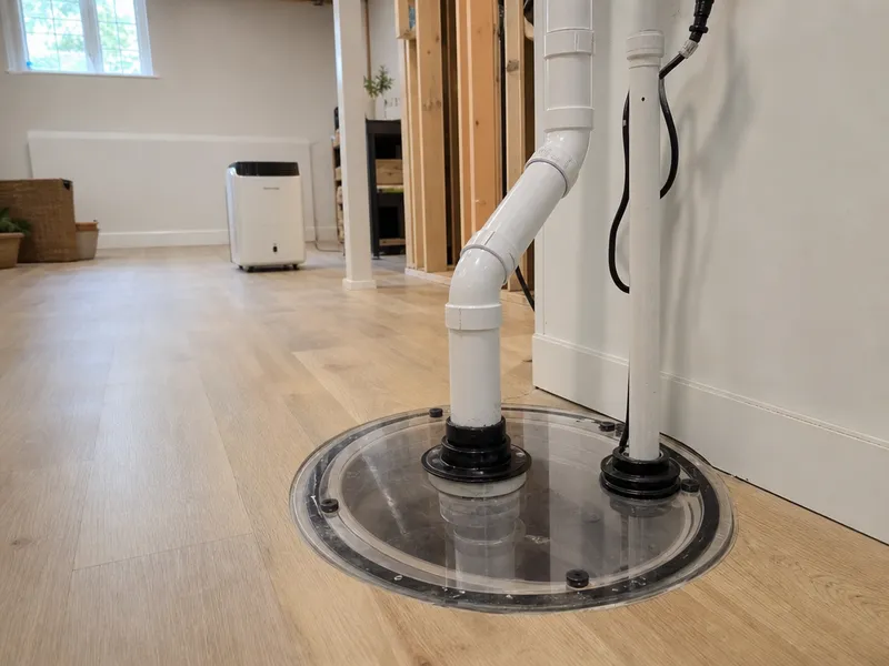 Radon mitigation pit, Staten Island